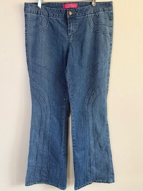 Y2K Flare Jeans Seamed Denim Low Rise Bootcut Vintage 2000s Blue Size 11 12